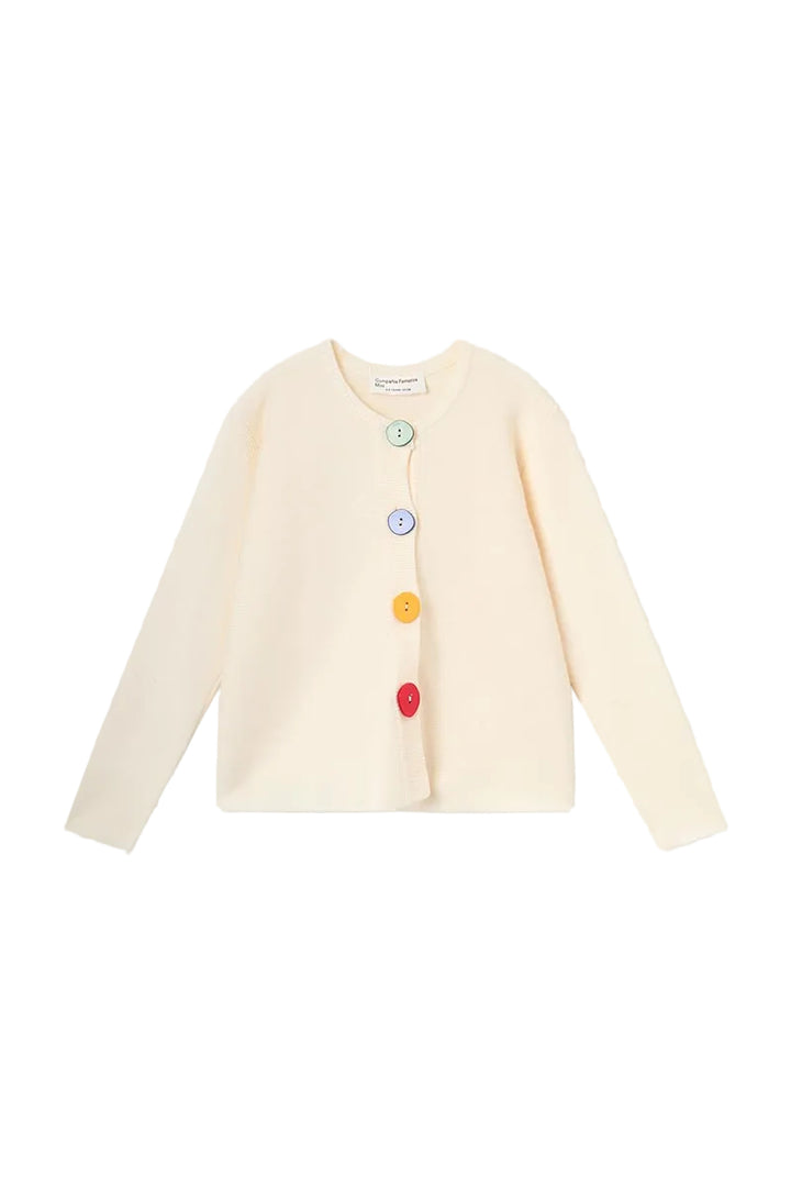 top l/s knit chunky buttoned cardigan - off white