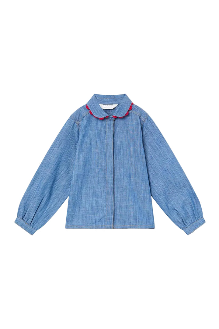 shirt l/s chambray scallop detail collar - blue