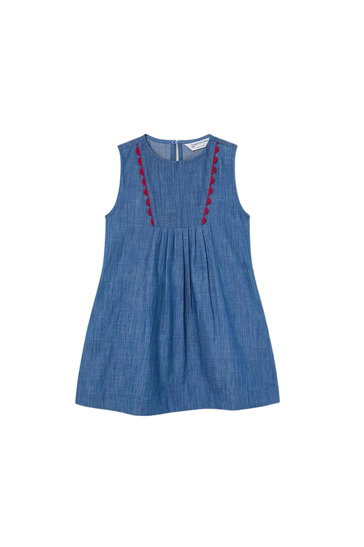 dress chambray scallop detail jumper - blue