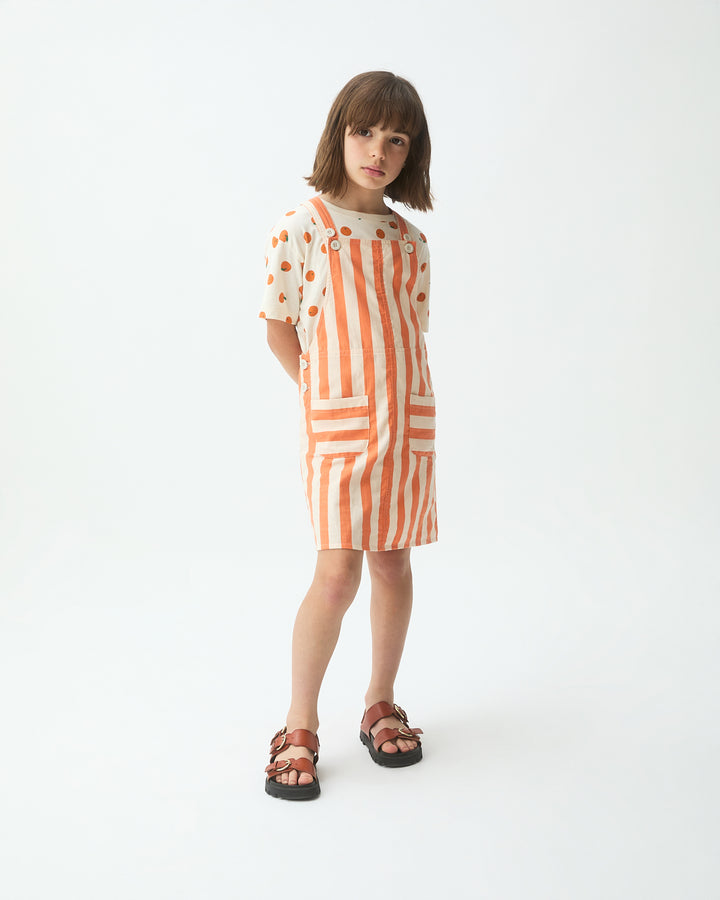 dress striped pocket crossback jumper - white/orange