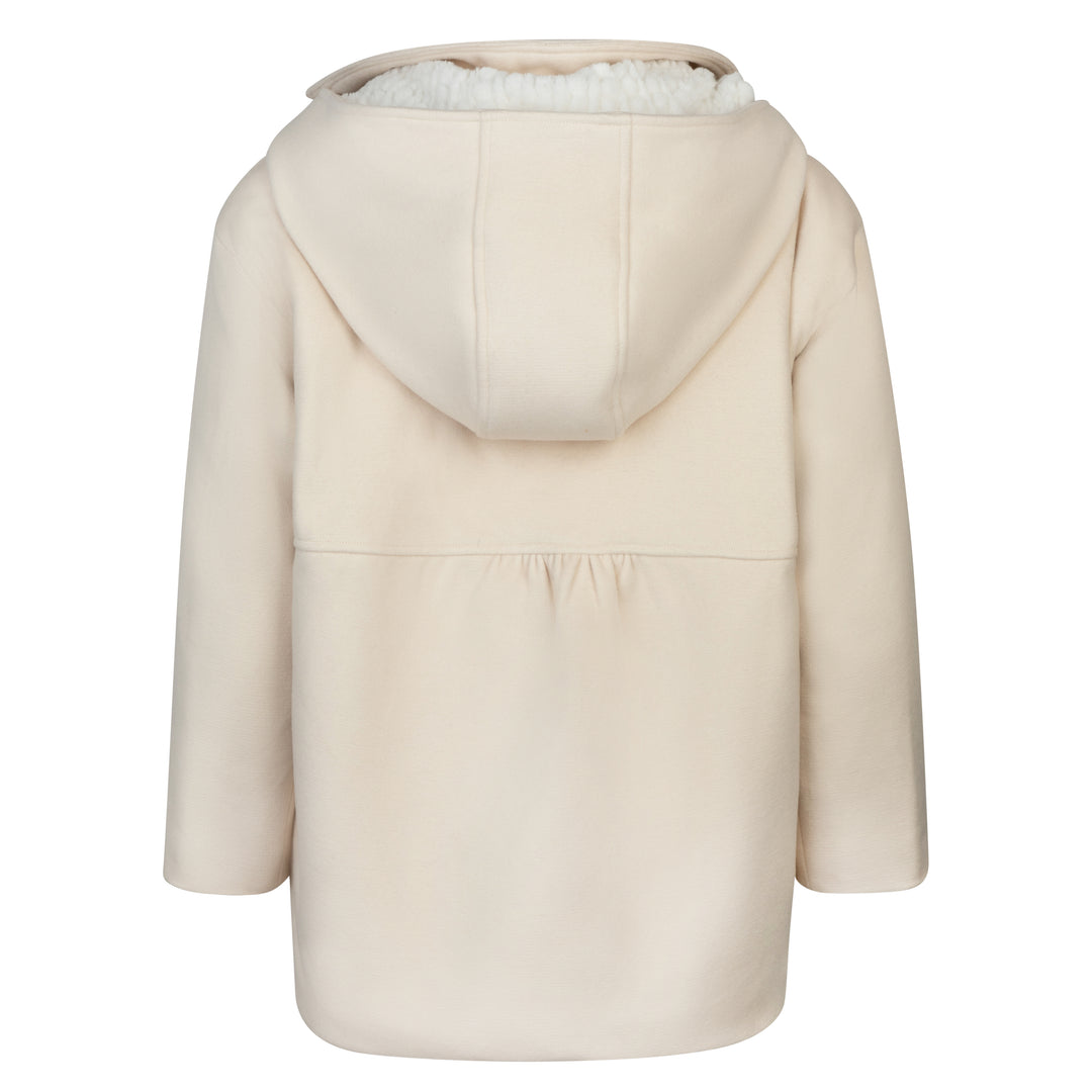coat dressy wool double mock pockets with hood - cream