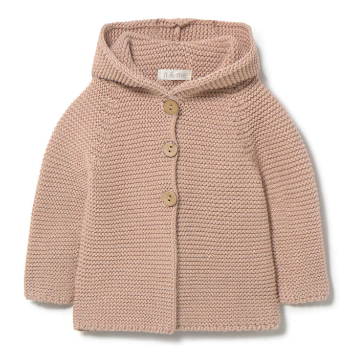 top l/s chunky knit hooded cardigan - candy