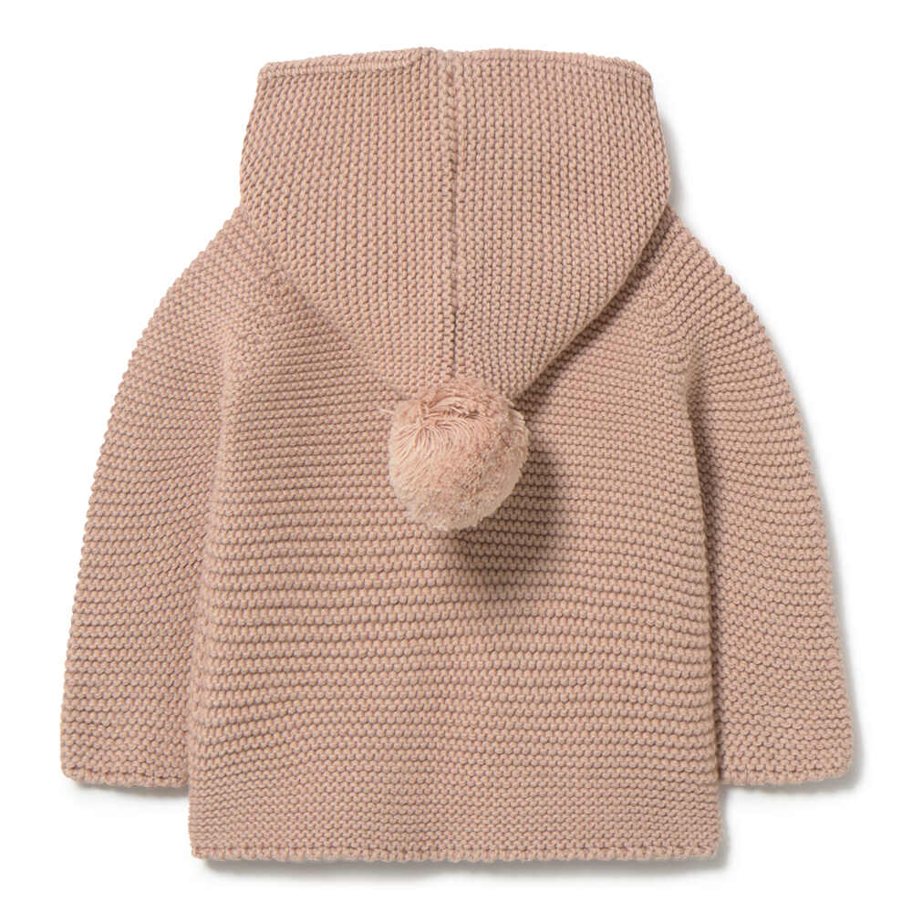 top l/s chunky knit hooded cardigan - candy