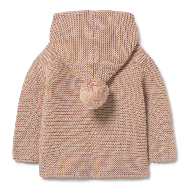 top l/s chunky knit hooded cardigan - candy