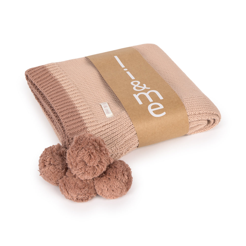 blanket knit pom pom - candy/bloom