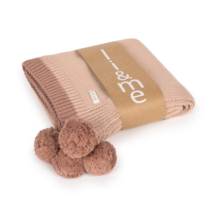 blanket knit pom pom - candy/bloom