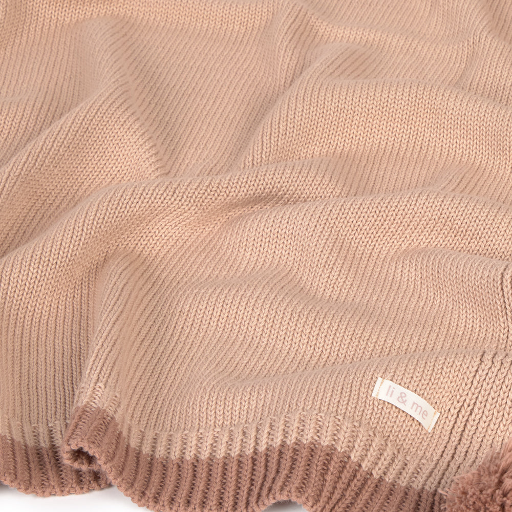 blanket knit pom pom - candy/bloom