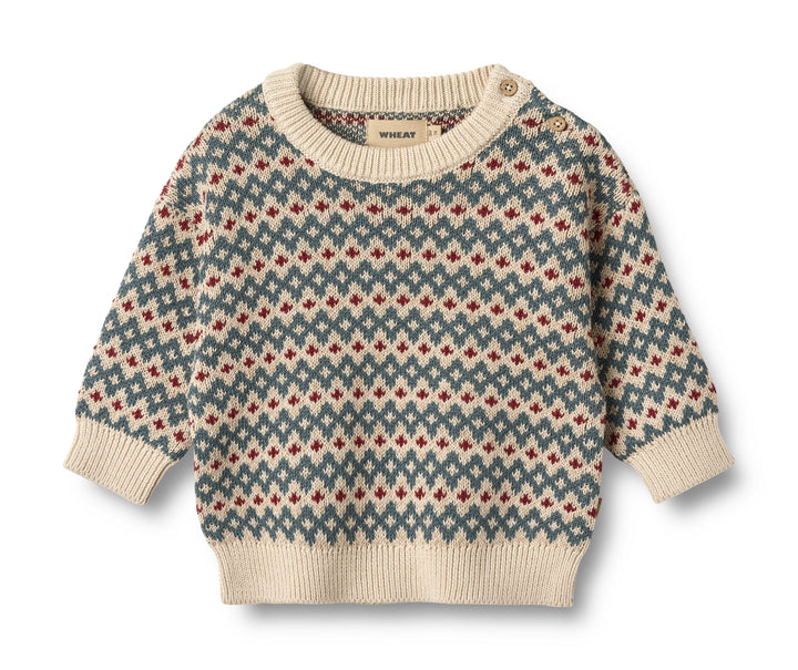 top l/s jacquard pullover harlow sweater - off white