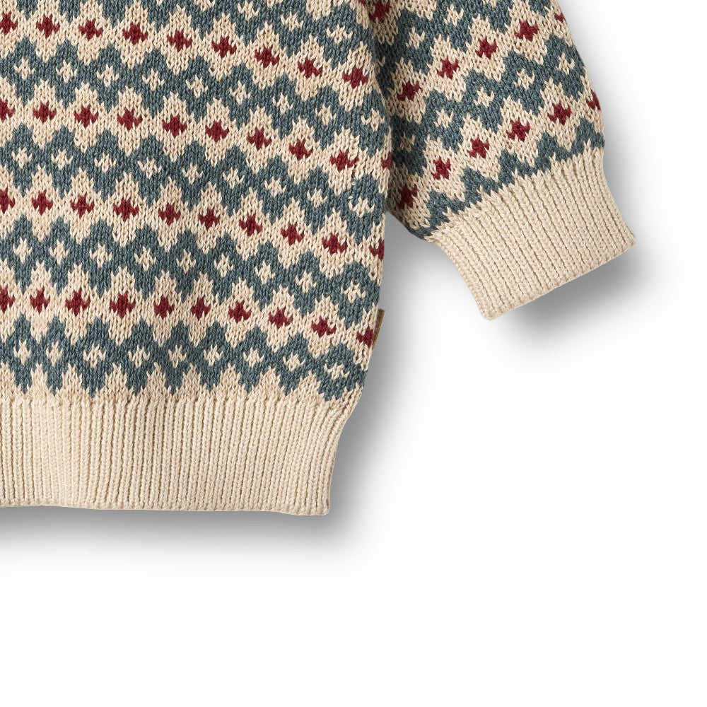 top l/s jacquard pullover harlow sweater - off white