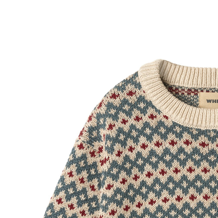 top l/s jacquard pullover harlow sweater - off white