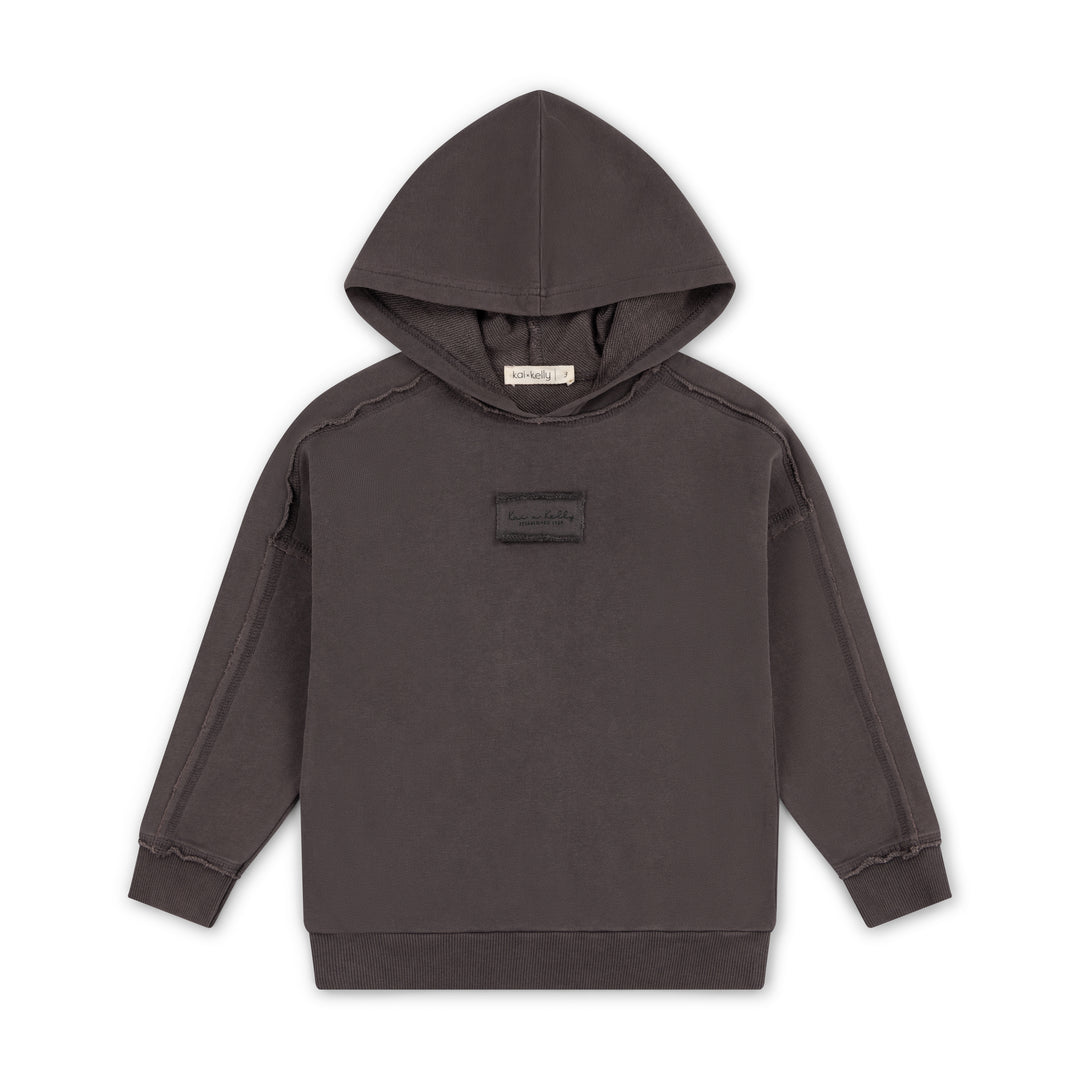 top l/s quiet comfort hooded sweatshirt - gunmetal