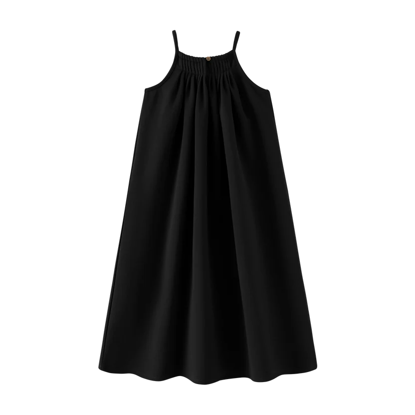 maxi dress thin strap jumper - black