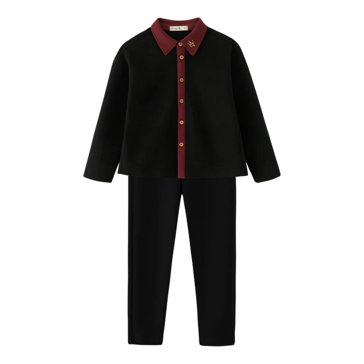 set outfit button down robe - black