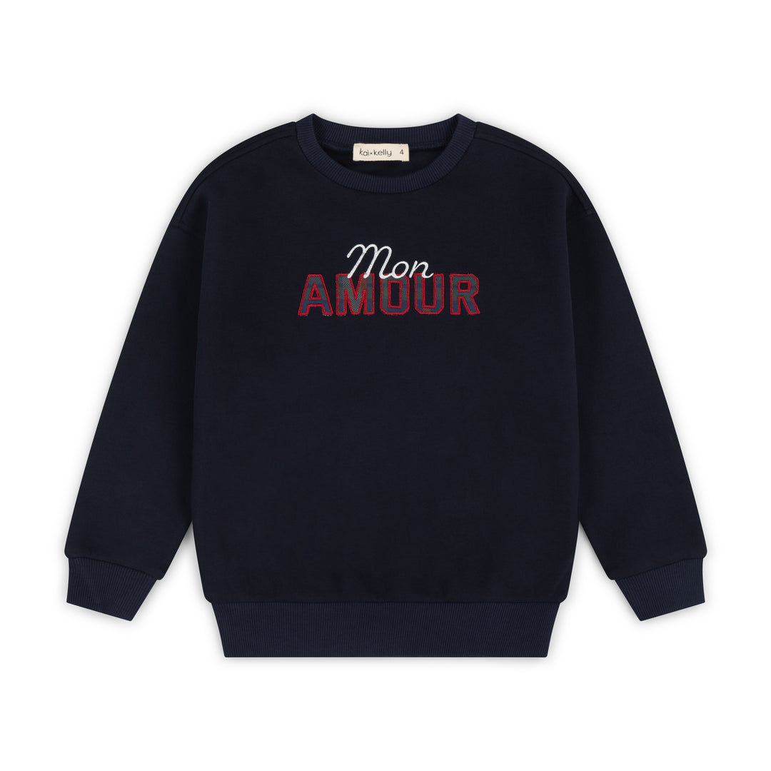 top l/s mon amour sweatshirt - navy