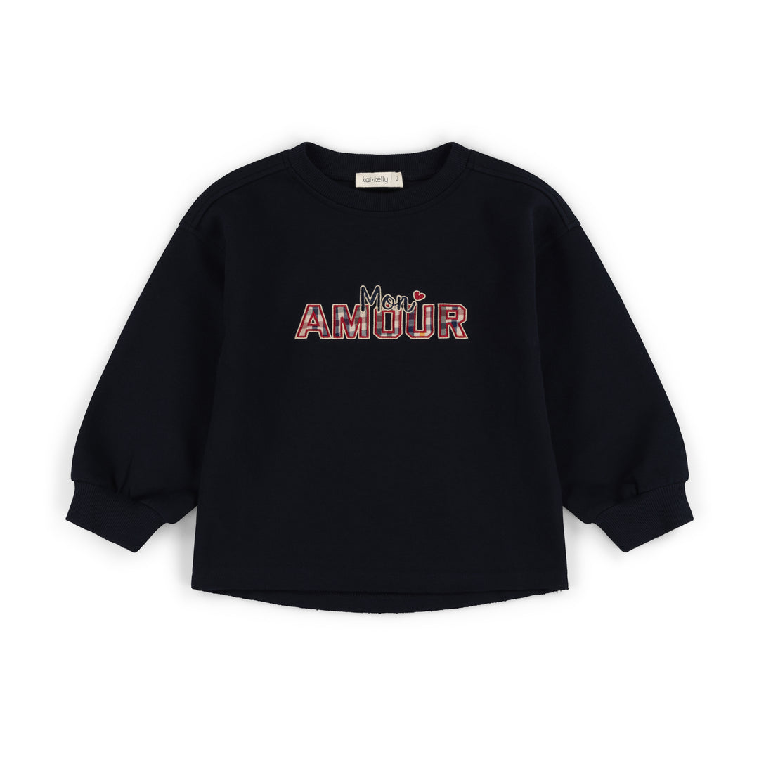 top l/s mon amour sweatshirt - navy