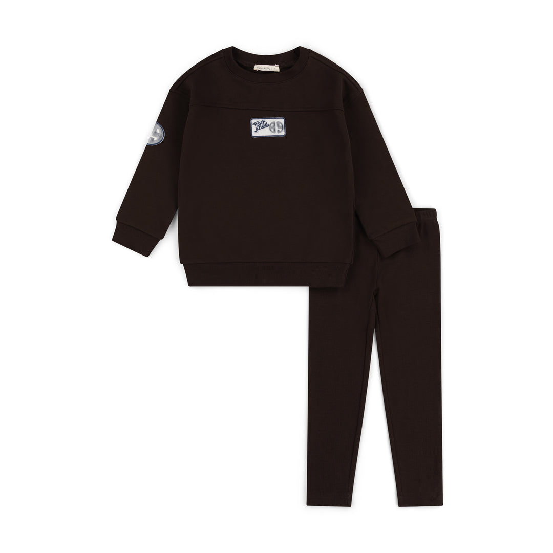 set outfit track and field sweatshirt - cocoa