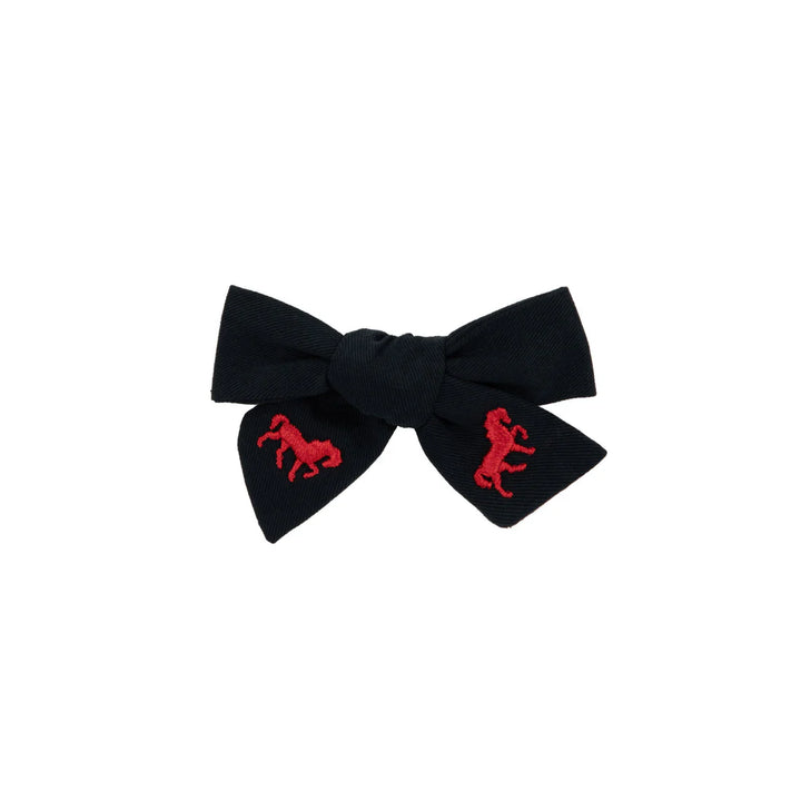 clip horse embroidered mini bow 2 pk - navy