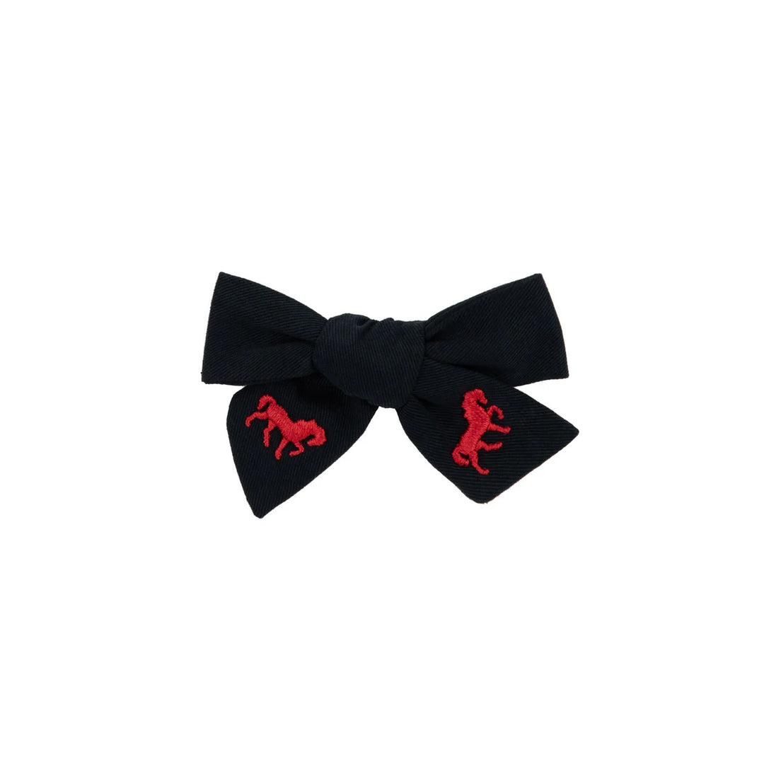 clip horse embroidered mini bow 2 pk - navy