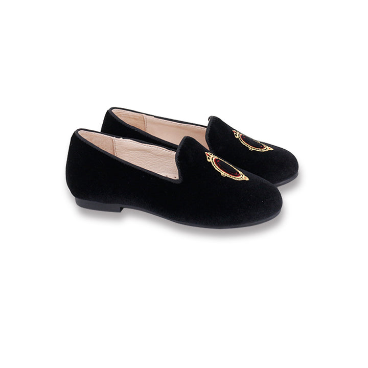 shoes gold emblem loafer - black