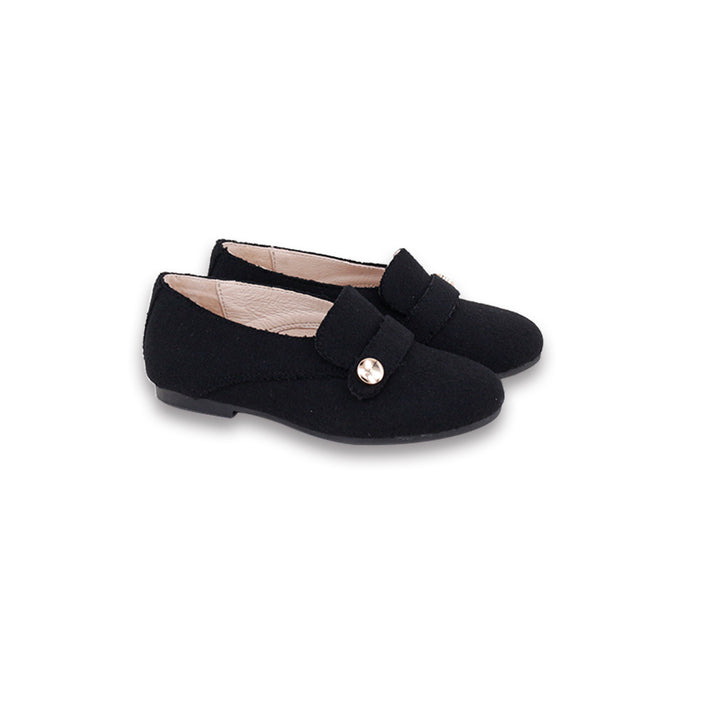 shoes wool button loafer - black