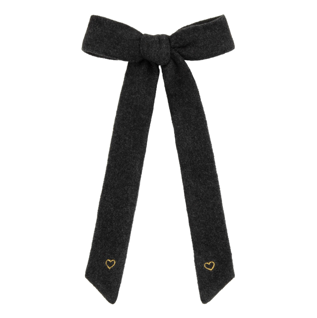 clip little heart bows - gray