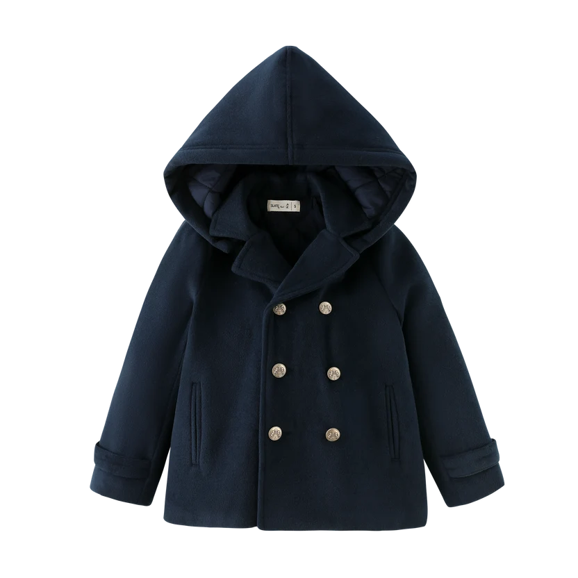 jacket double breasted wool - navy