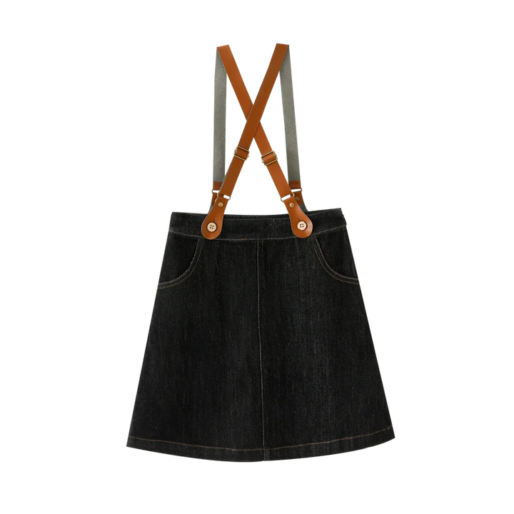 skirt suspender - black denim