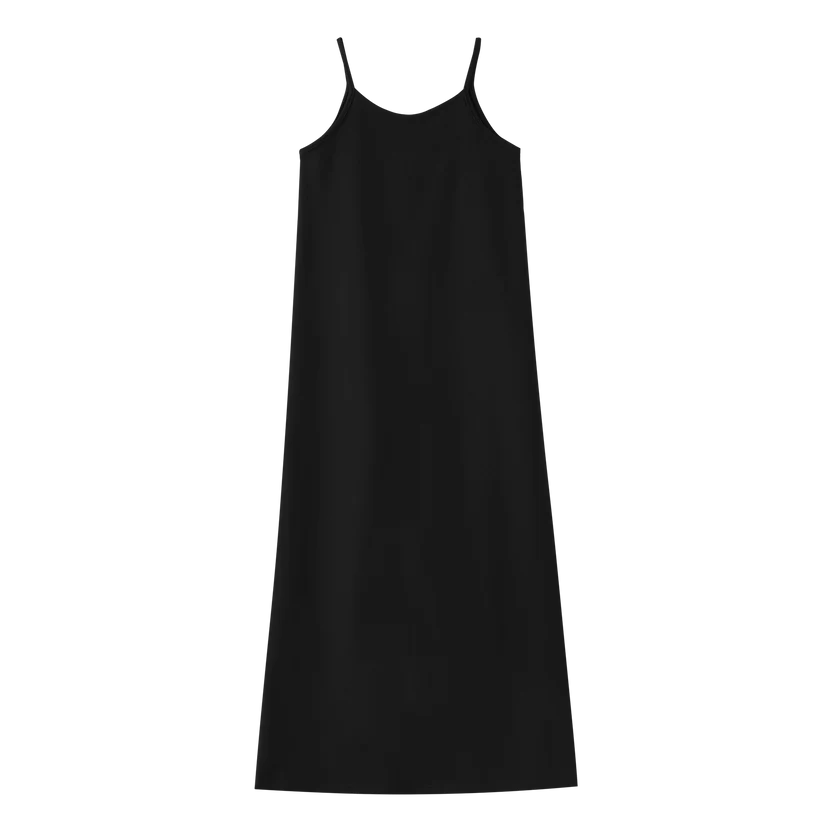 maxi dress thin strap jumper - black