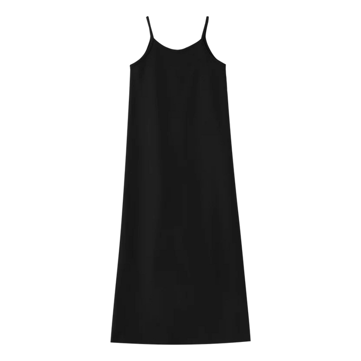maxi dress thin strap jumper - black