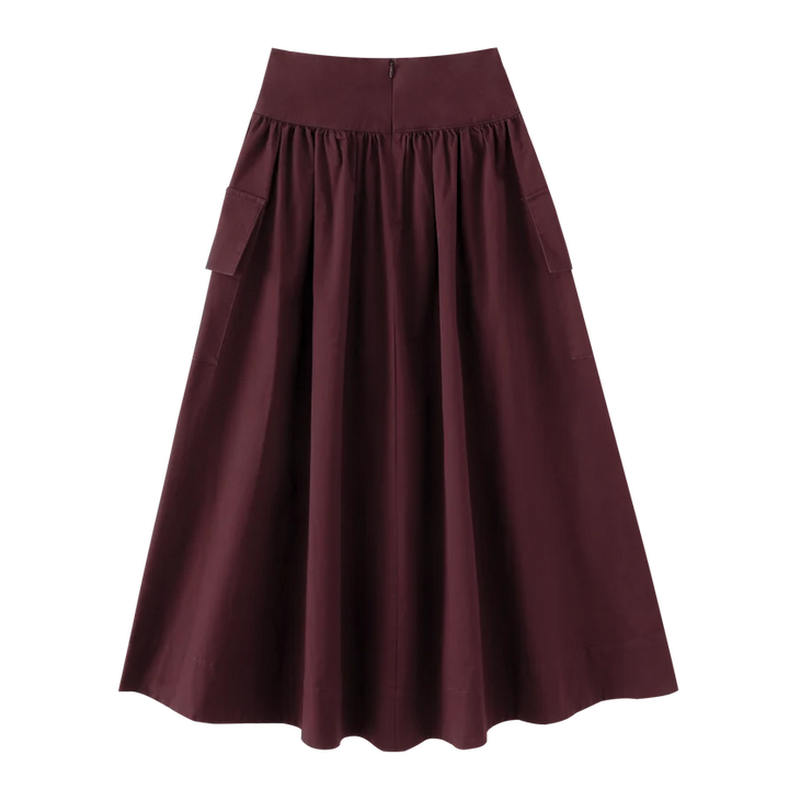 skirt waisted with pockets - burgundy