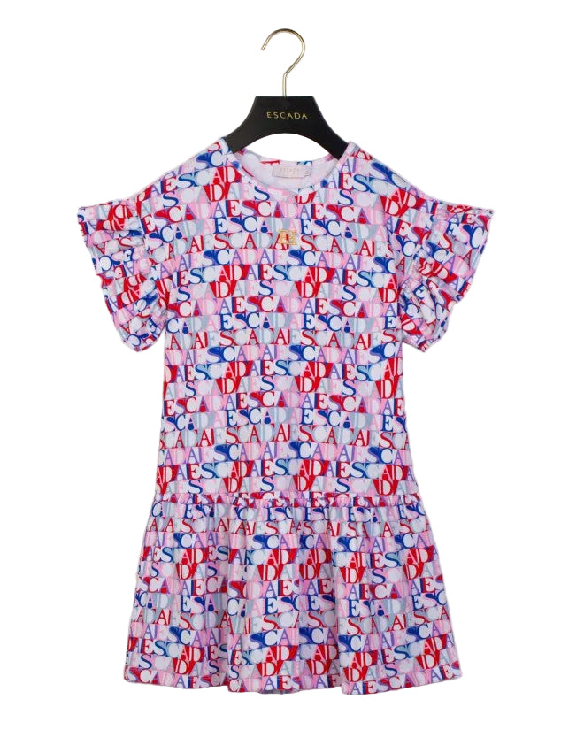 dress logo printed with flutter sleeves - bright white-001