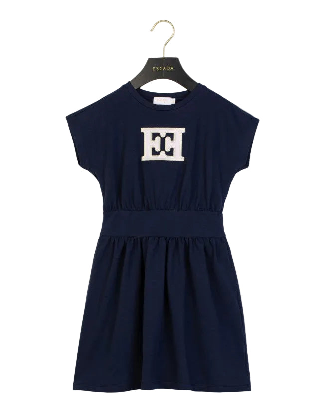 dress s/s embroidered logo waisted - navy-776