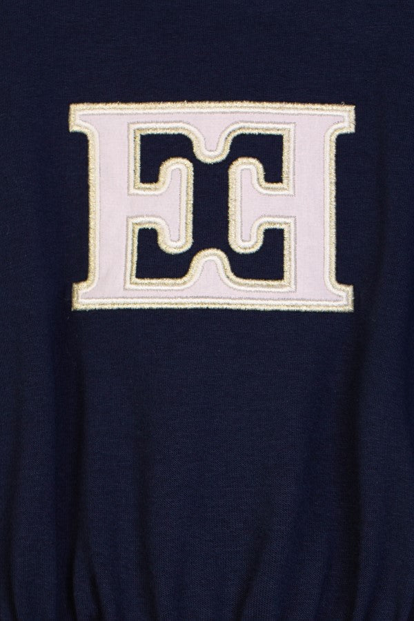 dress s/s embroidered logo waisted - navy-776