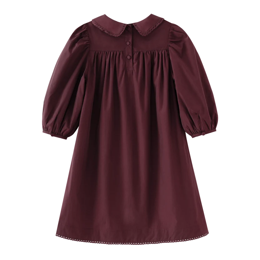 dress taffeta with tucks - burgundy