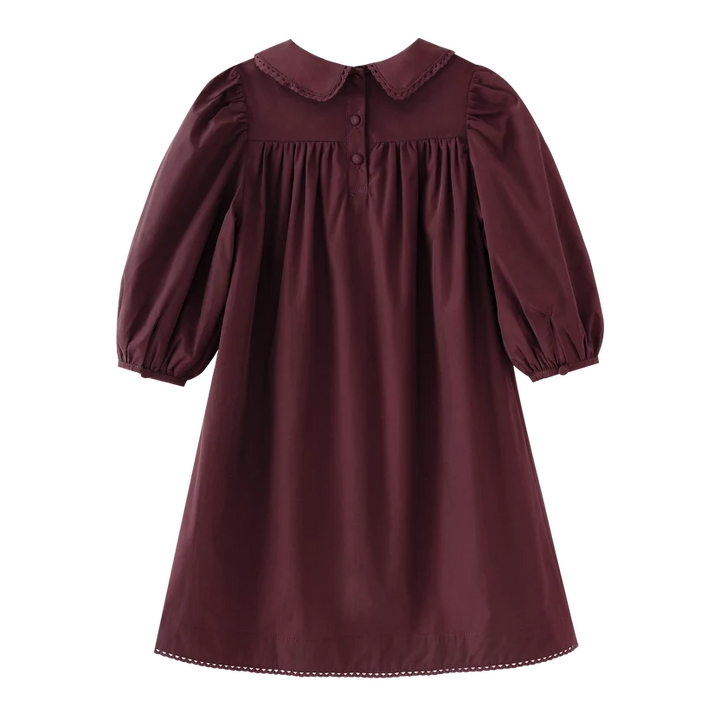 dress taffeta with tucks - burgundy