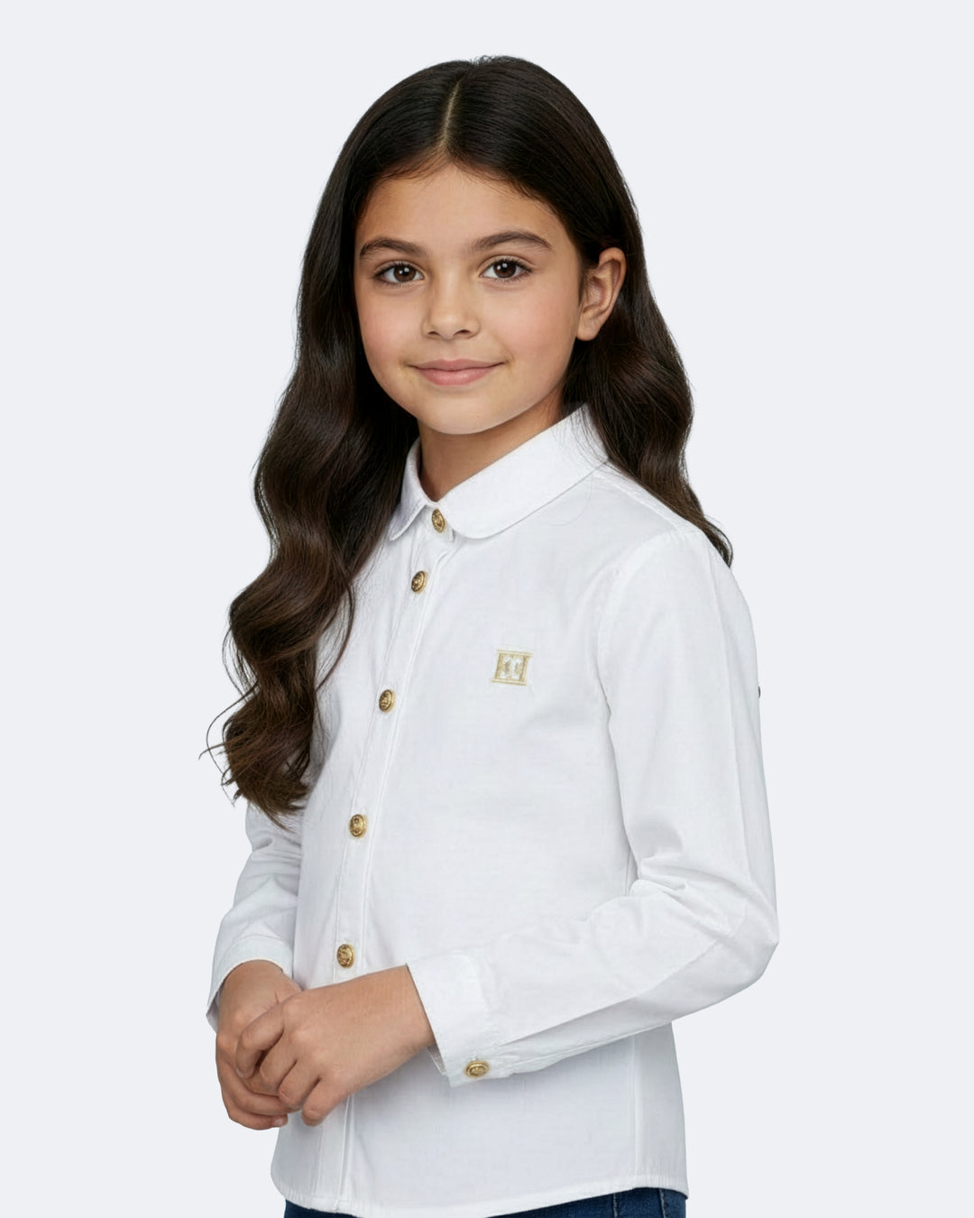 shirt l/s gold detail - bright white-001