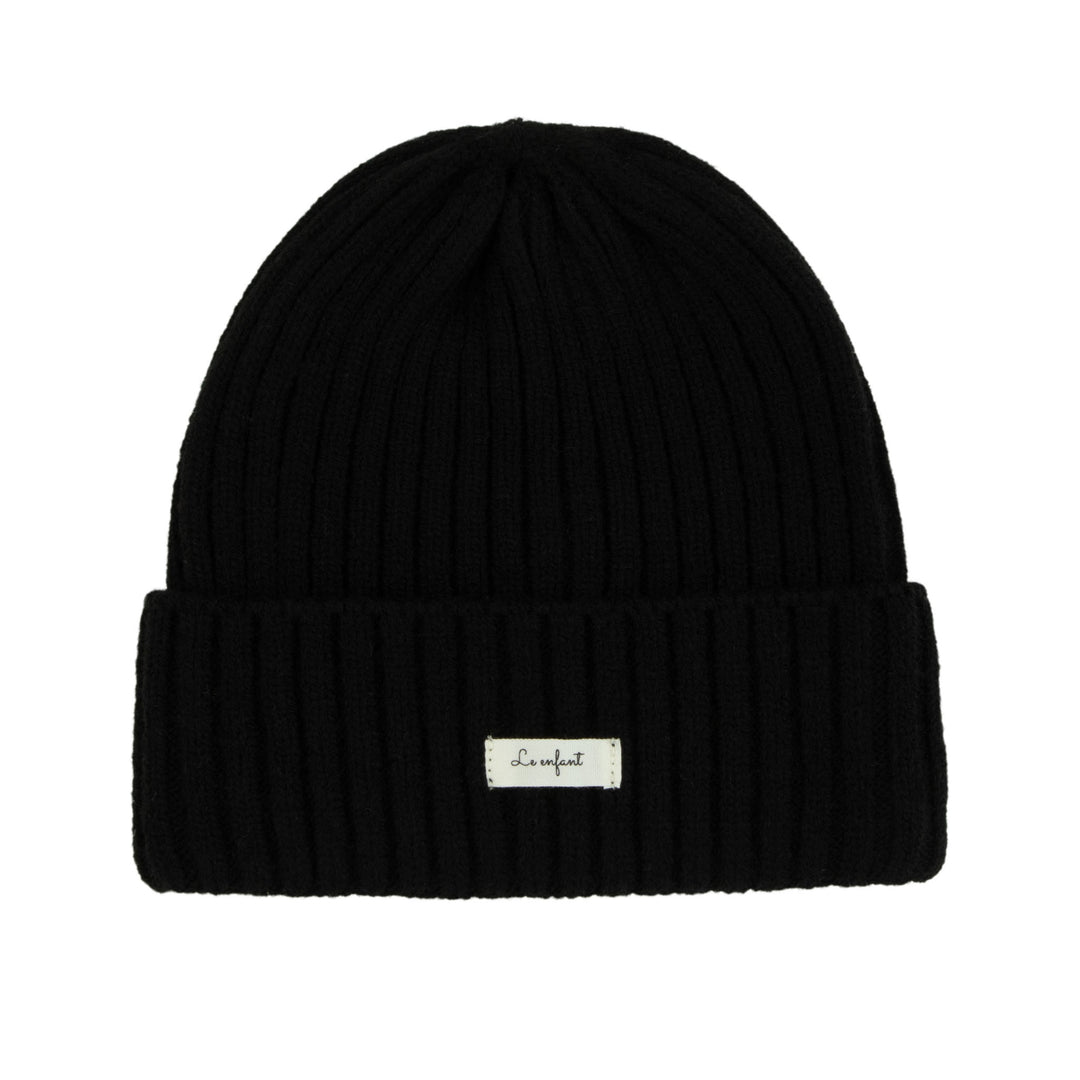 hat classic ribbed beanie - black