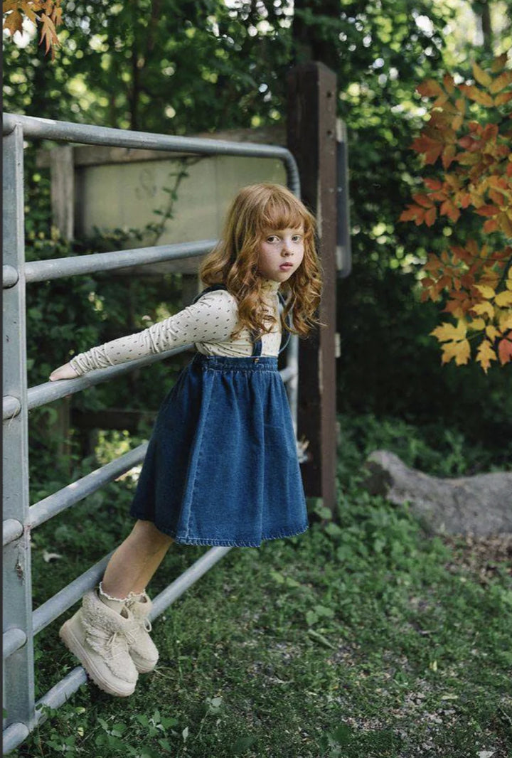 skirt denim suspender - blue denim