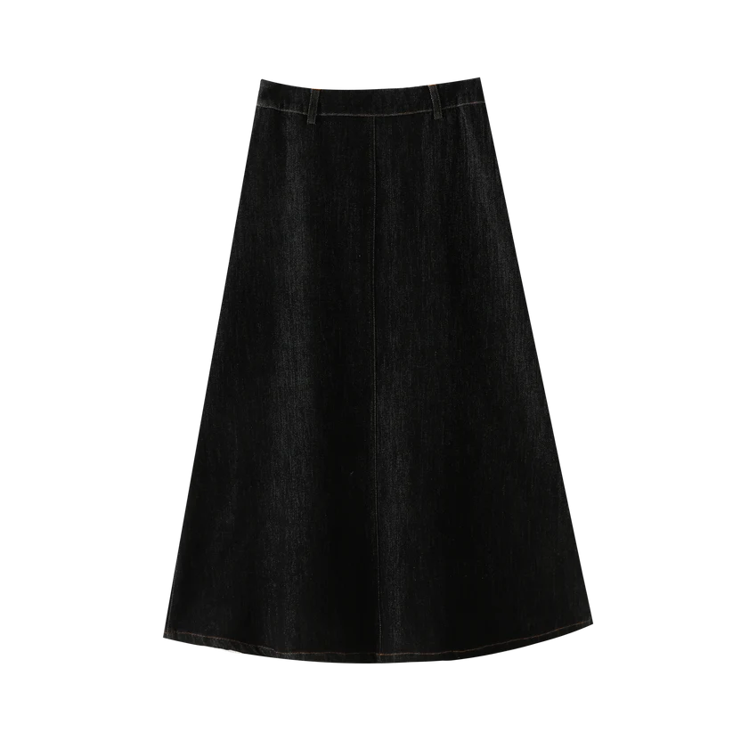 skirt with pockets - black denim