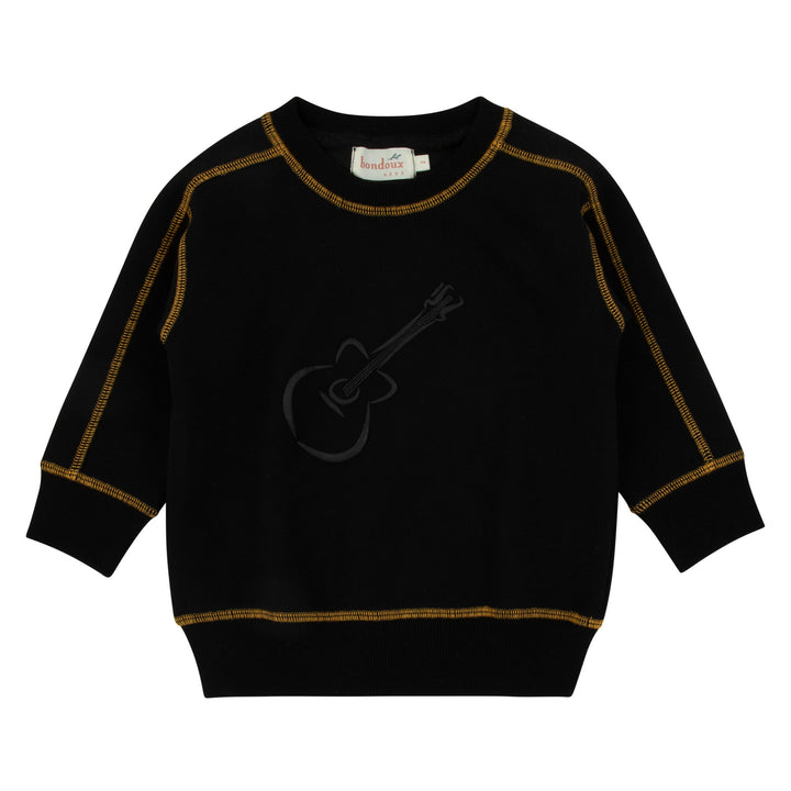 top l/s guitar graphic sweatshirt - black