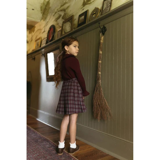top l/s knit fringe turtleneck - wine