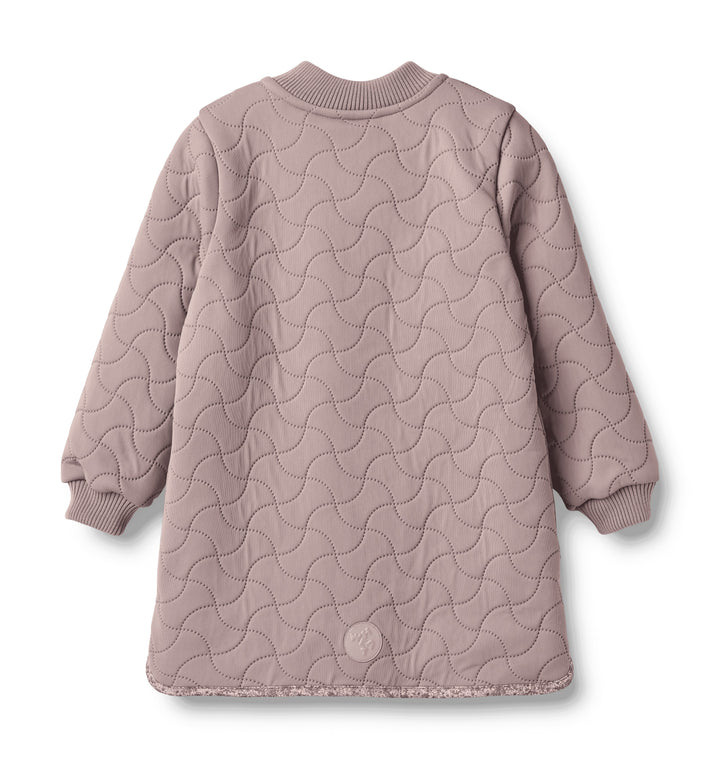 jacket thermo quilted fur inside with floral trim - dusty purple