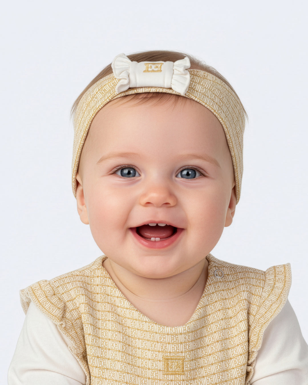 baby band logo printed with bow - snow white-012