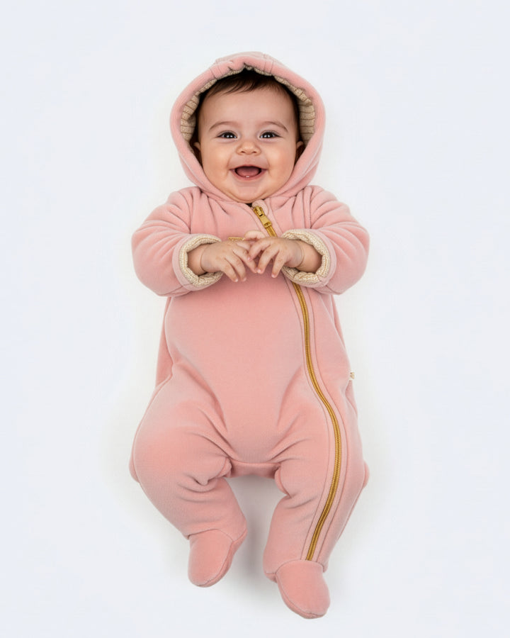 footie l/s hooded logo with beanie - bridal rose-859