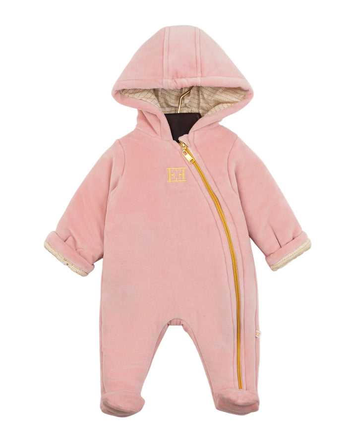 footie l/s hooded logo with beanie - bridal rose-859