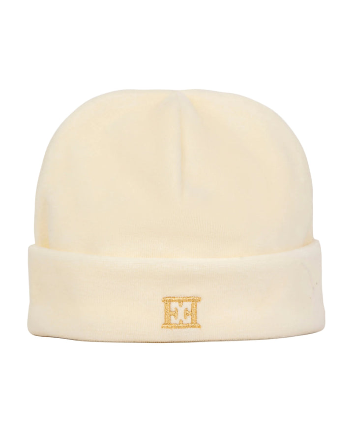 footie l/s hooded logo with beanie - antique white-201