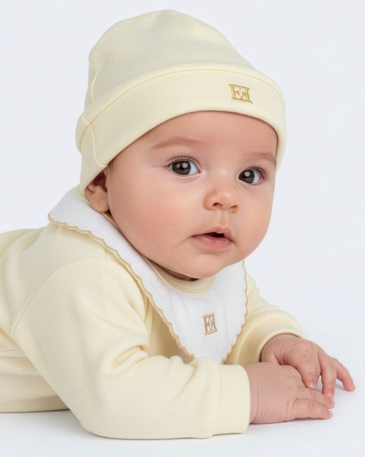 footie l/s hooded logo with beanie - antique white-201