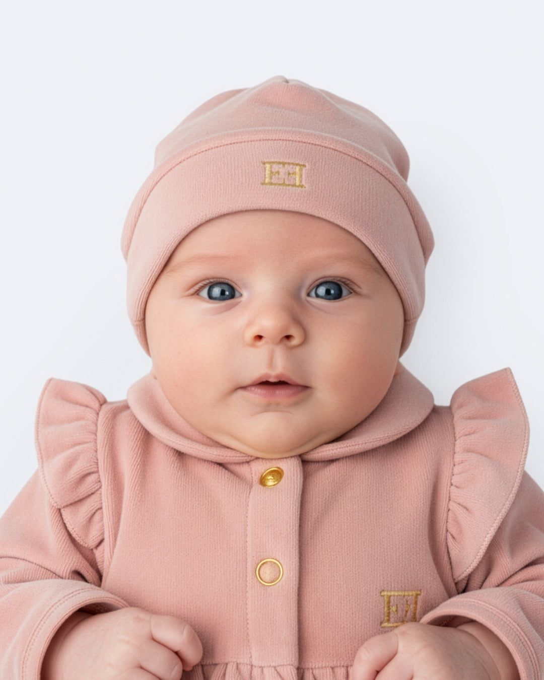 footie l/s hooded logo with beanie - bridal rose-859