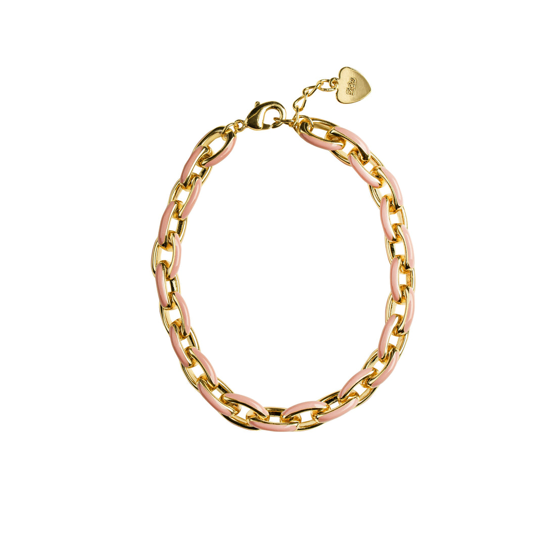 bracelet enamel link - pink