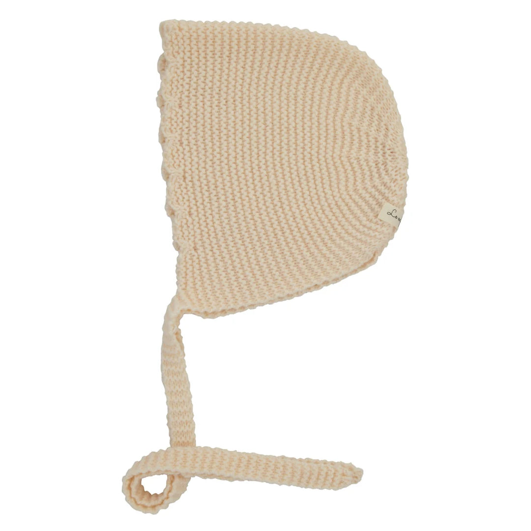 bonnet scalloped edge knit - cream
